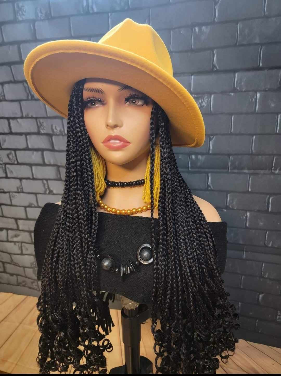 Braided Fedora Hat Wigs
