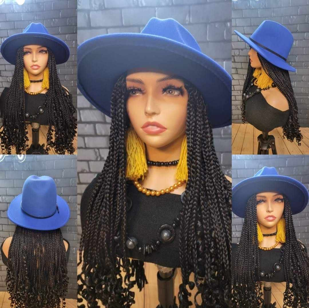 Braided Fedora Hat Wigs